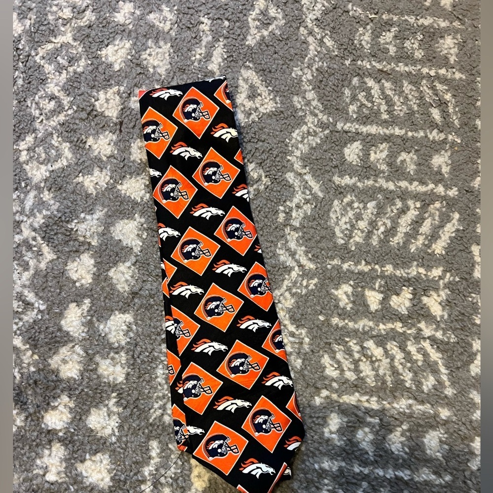 NFL Broncos Black and Orange Tie